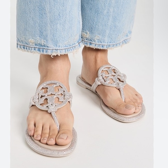 TORY BURCH Best Seller
MILLER PAVÉ KNOTTED
SANDAL SZ 8 preowned 
$300
Stone Gray - Picture 1 of 16